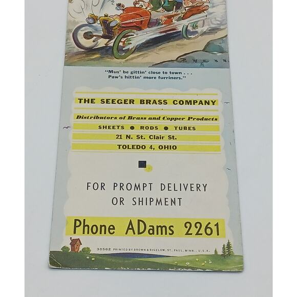 Vtg The Seeger Brass Company Toledo Ohio Ink Blotter Advertisement Hillbillies - Picture 3 of 6